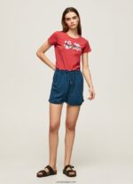 mujer playera con logo estampado Pepe Jeans 44JTZ384 estudio rojo - Imagen 2