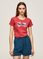 mujer playera con logo estampado Pepe Jeans 44JTZ384 estudio rojo - Imagen 3