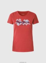 mujer playera con logo estampado Pepe Jeans 44JTZ384 estudio rojo - Imagen 5