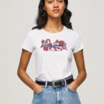 mujer playera con logo estampado Pepe Jeans 44JTZ385 blanco