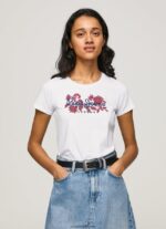 mujer playera con logo estampado Pepe Jeans 44JTZ385 blanco