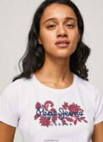 mujer playera con logo estampado Pepe Jeans 44JTZ385 blanco - Imagen 3