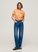 mujer playera con logo estampado Pepe Jeans 44JTZ394 durazno - Imagen 2