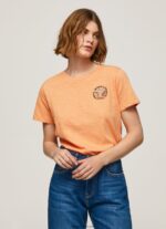 mujer playera con logo estampado Pepe Jeans 44JTZ394 durazno