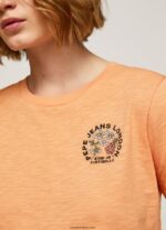 mujer playera con logo estampado Pepe Jeans 44JTZ394 durazno - Imagen 3