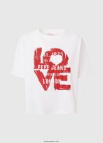 mujer playera con logo estampado Pepe Jeans 44JTZ396 blanco - Imagen 5
