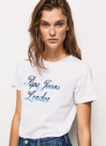 mujer playera con logo estampado Pepe Jeans 44JTZ411 blanco - Imagen 3
