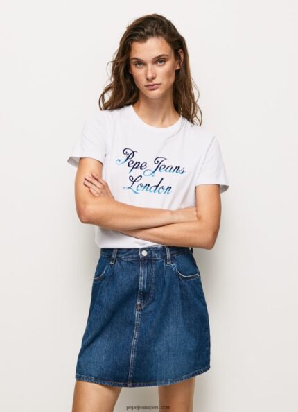 mujer playera con logo estampado Pepe Jeans 44JTZ411 blanco