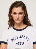 mujer playera con logo estampado Pepe Jeans 44JTZ424 blanco
