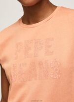 mujer playera con logo estampado Pepe Jeans 44JTZ434 durazno - Imagen 3