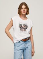 mujer playera con logo estampado Pepe Jeans 44JTZ445 blanco - Imagen 2