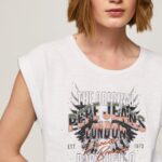 mujer playera con logo estampado Pepe Jeans 44JTZ445 blanco