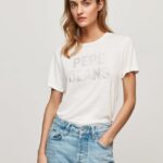 mujer playera con logo estampado Pepe Jeans 44JTZ451 blanco