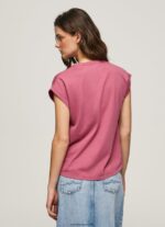 mujer playera con logo floral Pepe Jeans 44JTZ431 rubor oscuro - Imagen 3