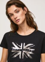 mujer playera con logo metalizado Pepe Jeans 44JTZ414 negro - Imagen 3
