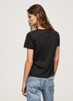 mujer playera con logo metalizado Pepe Jeans 44JTZ414 negro - Imagen 4