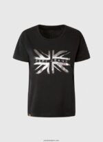 mujer playera con logo metalizado Pepe Jeans 44JTZ414 negro - Imagen 5
