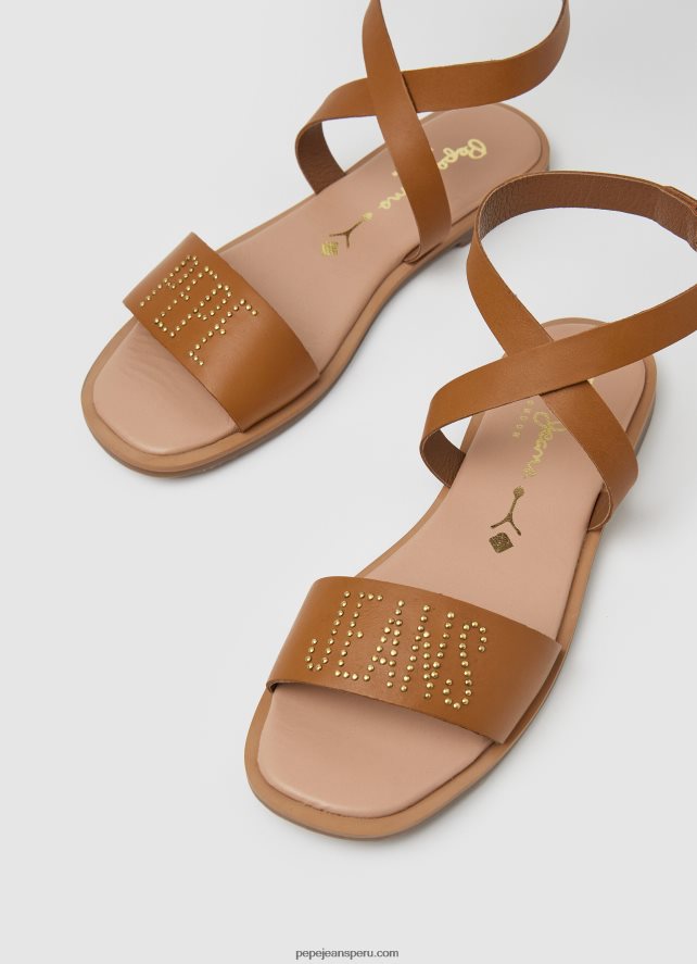 mujer sandalias planas Irma Log de piel Pepe Jeans 44JTZ660 broncearse - Imagen 3
