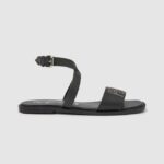 mujer sandalias planas Irma Log de piel Pepe Jeans 44JTZ661 negro