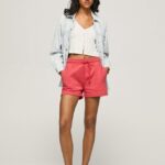 mujer shorts de algodón con cintura ajustable Pepe Jeans 44JTZ516 estudio rojo