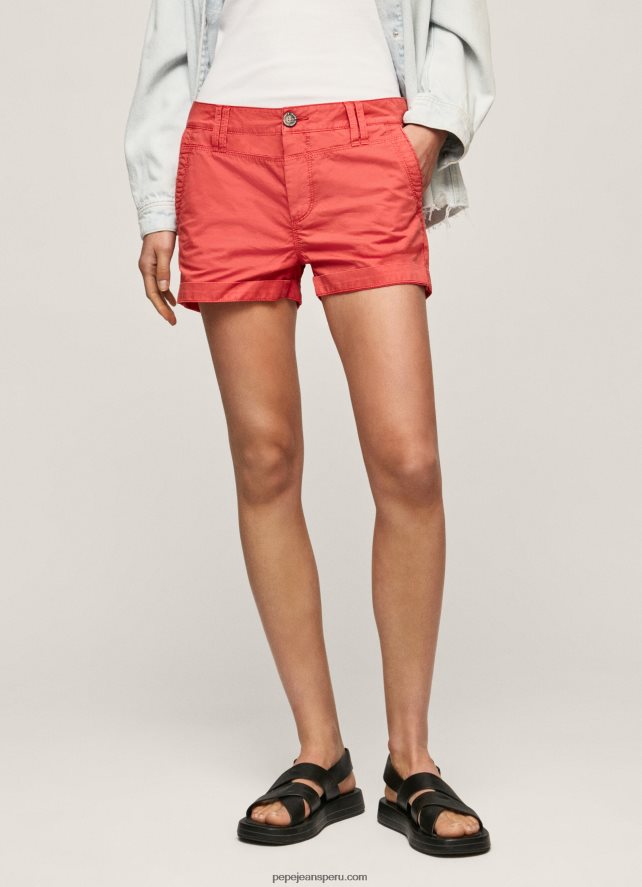 mujer shorts de algodón de corte regular Pepe Jeans 44JTZ519 estudio rojo - Imagen 2