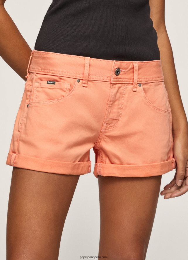 mujer shorts de algodón de corte regular Pepe Jeans 44JTZ526 durazno - Imagen 3