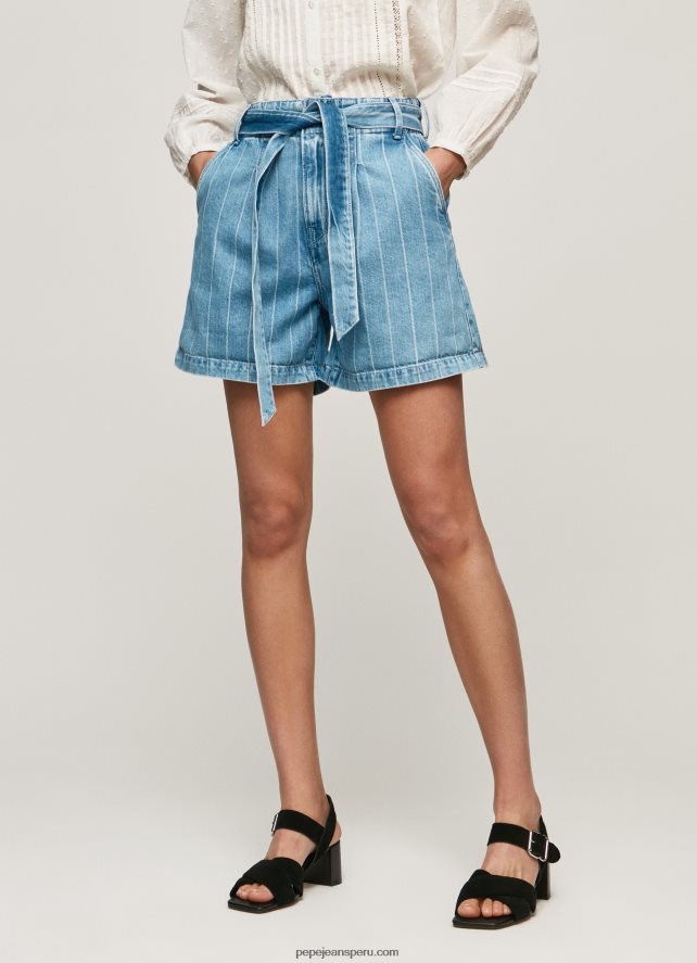mujer shorts de mezclilla con estampado de rayas Pepe Jeans 44JTZ478 mezclilla - Imagen 2