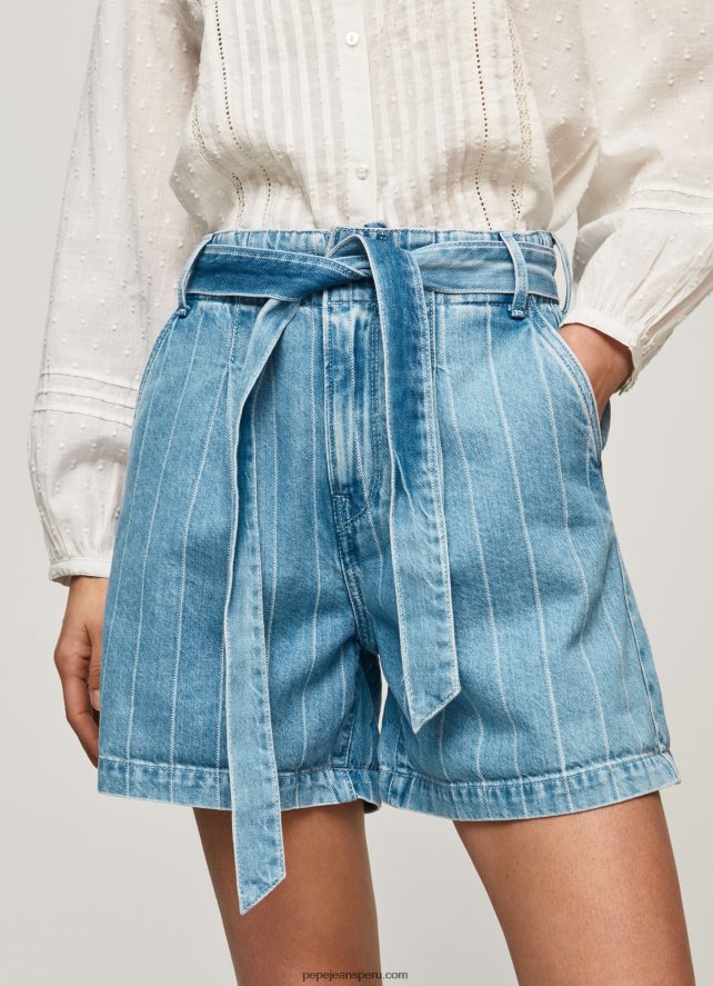 mujer shorts de mezclilla con estampado de rayas Pepe Jeans 44JTZ478 mezclilla - Imagen 3