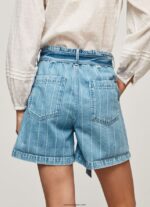 mujer shorts de mezclilla con estampado de rayas Pepe Jeans 44JTZ478 mezclilla - Imagen 4