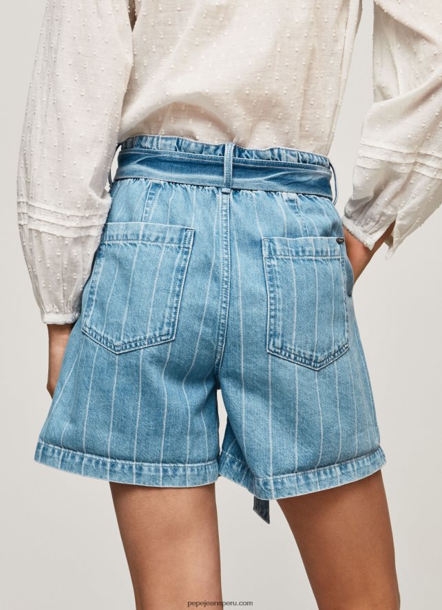mujer shorts de mezclilla con estampado de rayas Pepe Jeans 44JTZ478 mezclilla - Imagen 4