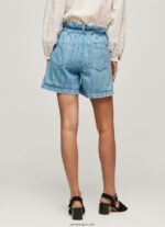 mujer shorts de mezclilla con estampado de rayas Pepe Jeans 44JTZ478 mezclilla - Imagen 5