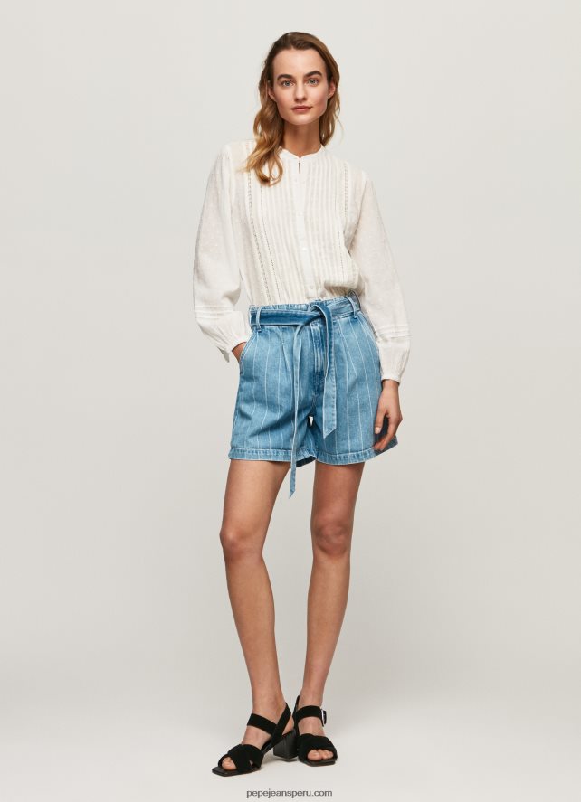 mujer shorts de mezclilla con estampado de rayas Pepe Jeans 44JTZ478 mezclilla - Imagen 1