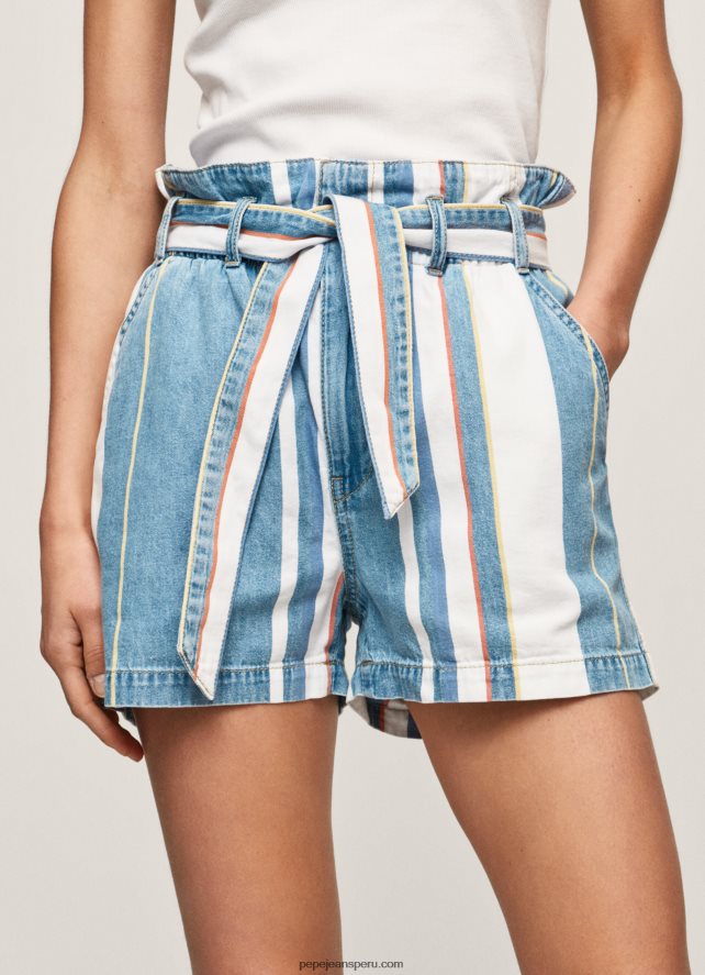 mujer shorts de mezclilla con estampado de rayas Pepe Jeans 44JTZ493 mezclilla - Imagen 3