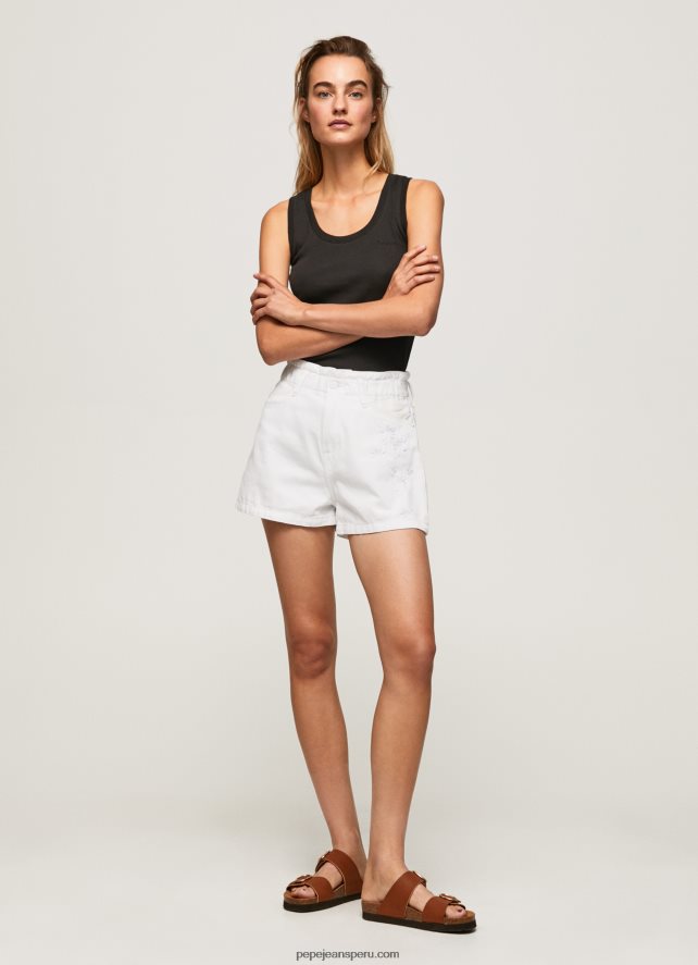 mujer shorts de mezclilla con flores bordadas Pepe Jeans 44JTZ512 mezclilla - Imagen 2