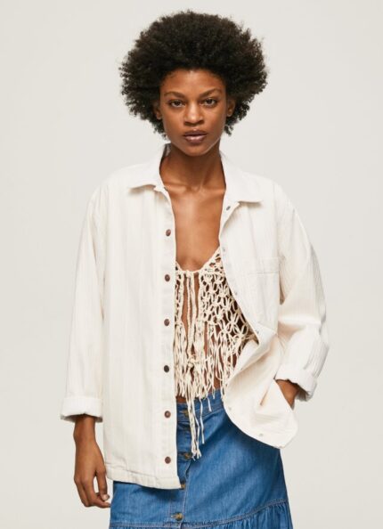 mujer sobrecamisa de mezclilla con estampado de rayas Pepe Jeans 44JTZ353 mezclilla