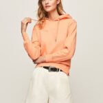 mujer sudadera con capucha de algodón Pepe Jeans 44JTZ282 durazno