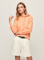 mujer sudadera con capucha de algodón Pepe Jeans 44JTZ282 durazno