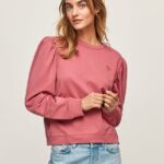mujer suéter con logo bordado Pepe Jeans 44JTZ278 rubor oscuro