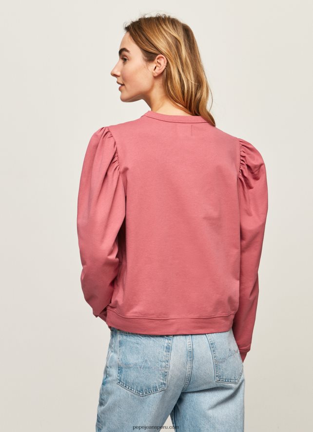 mujer suéter con logo bordado Pepe Jeans 44JTZ278 rubor oscuro - Imagen 4