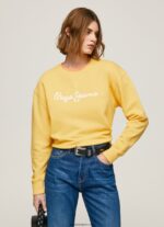 mujer suéter con logo estampado Pepe Jeans 44JTZ273 brillar