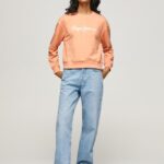 mujer suéter con logo estampado Pepe Jeans 44JTZ274 durazno