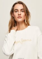 mujer suéter con logo estampado Pepe Jeans 44JTZ286 blanco - Imagen 3