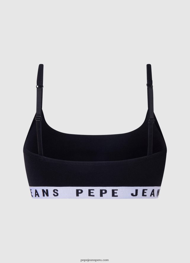 mujer sujetador deportivo de algodón Pepe Jeans 44JTZ567 negro - Imagen 2