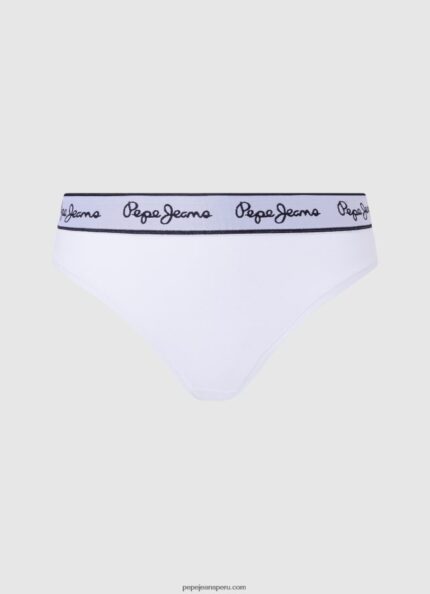 mujer tanga clásica con logo estampado Pepe Jeans 44JTZ541 blanco