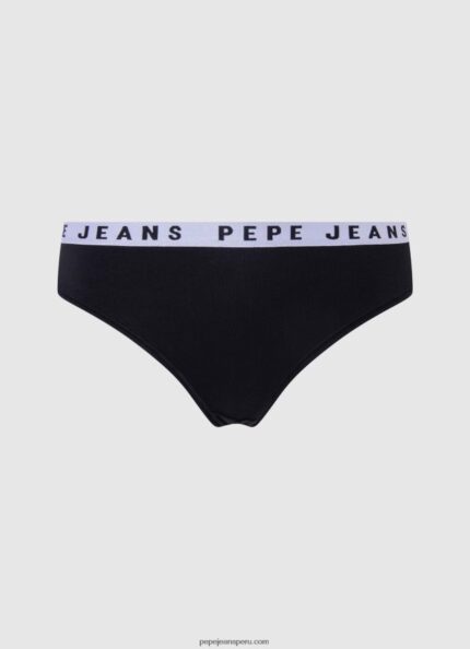 mujer tanga clásica con logo estampado Pepe Jeans 44JTZ569 negro