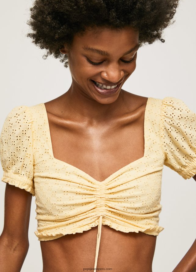 mujer top de algodón con detalles calados Pepe Jeans 44JTZ331 brillar - Imagen 3