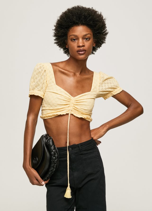 mujer top de algodón con detalles calados Pepe Jeans 44JTZ331 brillar - Imagen 1