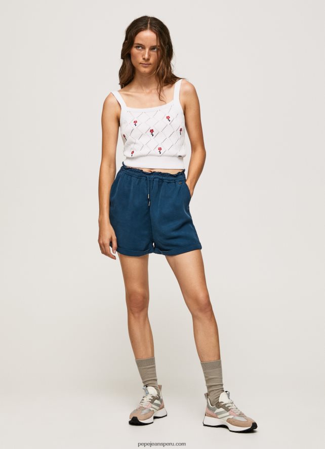 mujer top de algodón con flores bordadas Pepe Jeans 44JTZ232 blanco - Imagen 2
