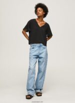 mujer top de crepé con volantes en las mangas Pepe Jeans 44JTZ365 negro - Imagen 2