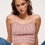 mujer top tejido con tirantes Pepe Jeans 44JTZ247 rosa nublado
